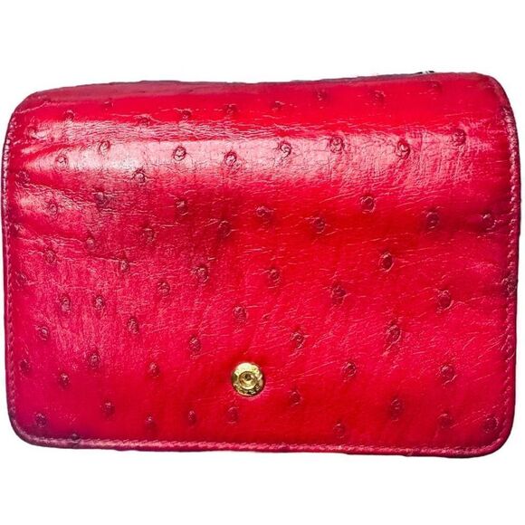 PRADA Red Ostrich Leather Zip Around Wallet Bag Cardholder with COA ~ RARE - Picture 4 of 15